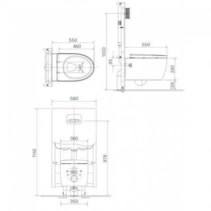 Bồn Cầu Treo Tường INAX AC-952/CW-S32VN Nắp Rửa Cơ